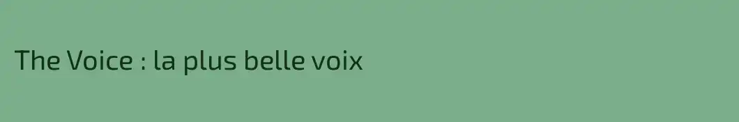 The Voice : la plus belle voix